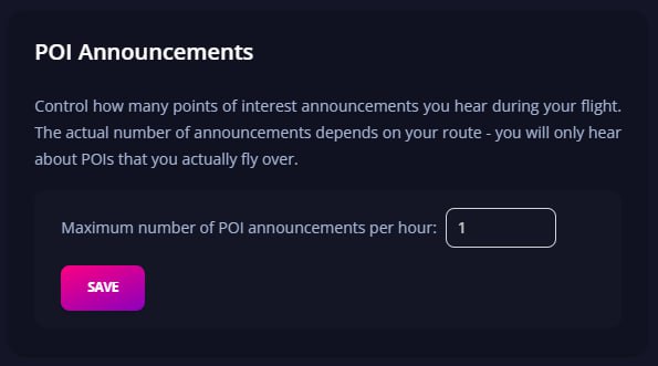 POI Announcements Setting